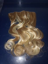 MANWEI-extensiones de cabello sintético para mujer, Clip largo y recto de una pieza, 5 Clips, pelo rubio falso, marrón y negro