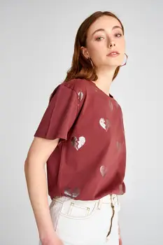 

Trendyol Foil Printed Semifitted Knitted T-Shirt TWOSS20TS0724