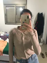 Knitted Cardigan Autumn Womens Coat New Base-Shirt Polos-Neck Inside