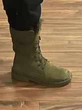 LEOSOXS-Botas de nieve de piel auténtica para mujer, zapatos cálidos de invierno, botines de plataforma de media caña, 41