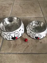 Pet-Bowl Stainless-Steel Melamine Dog And Removable 