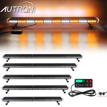 

29" to 63" LED Strobe Light Bar Emergency Warning Flashing Lights Amber White Beacon Signal For Tow Plow Truck Wrecker Vehicles