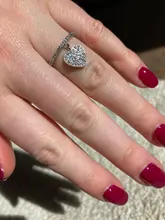 Anillo con colgante de corazón para mujer, sortija de circón blanco, oro amarillo/Blanco/oro rosa, compromiso, joyería de boda para mujer