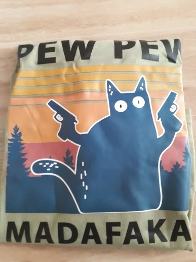 Сreative Punk T-shirts with Pew Pew Madafakas Print photo review