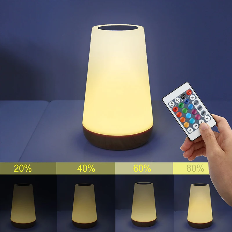 RGB Changing Night Light Remote Control Touch Dimming Colorful Atmosphere Table Lamp Portable Bedside Table Lamp USB Night Light battery night light