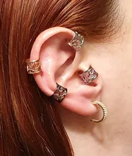 Pendiente de cobre con diseño de Clip para mujer y niña, pendiente de cartílago sin perforación falsa, joyería para el cuerpo, 1 a 4 Uds.