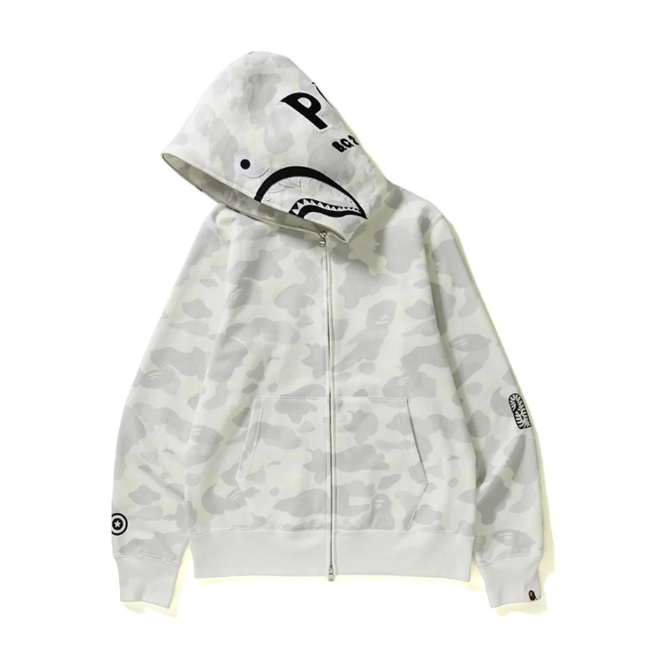 BAPE Space Camo Shark Full Zip Hoodie White SS19 US | craft-ivf.com