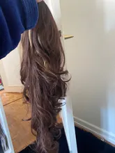 Peluca larga rizada de moda para mujeres negras, resistente al calor medio pelo negro, peluca sintética de fibra para Cosplay