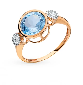 

Gold ring with Topaz and cubic zirconia sunlight sample 585 test