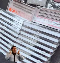 Kimcci-extensiones de pestañas individuales, 120 nudos/funda, pestañas de racimo 3D de visón Natural, maquillaje profesional acampanado