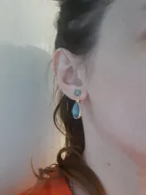 Pendientes con Clip de gota de agua geométricos para mujer, temperamento Simple japonés, piedra de cristal azul, sin Piercing, regalo para niña y mujer coreana