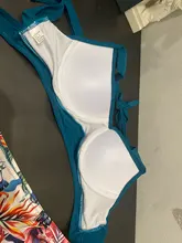 Bikini femenino con cuello Halter y cintura alta, traje de baño con cuello halter y cintural alta con estampado floral en talla XXL