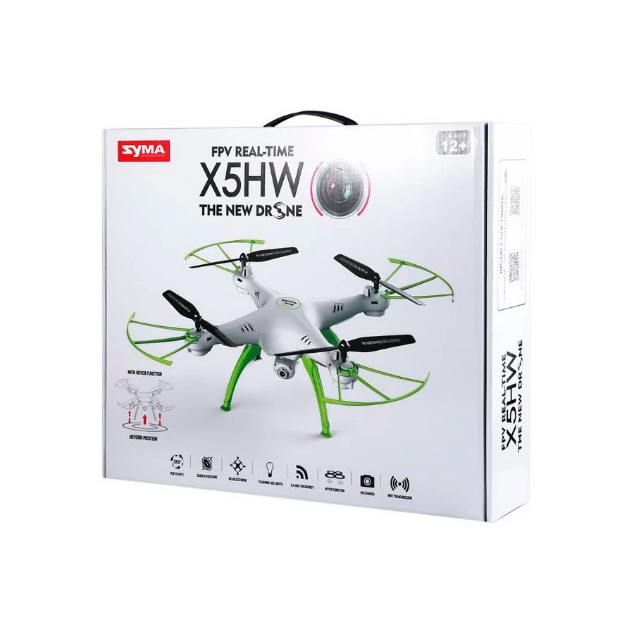 Квадрокоптер Syma X5HW дрон с транслирующей WiFi FPV камерой и барометром, умеет делать флипы на 360 градусов