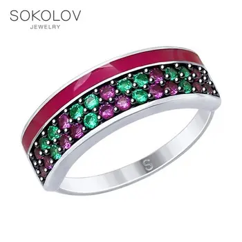 

SOKOLOV ring of silver with enamel and fianitami fashion jewelry 925 women's male