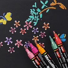 15/0 цветная металлическая маркерная ручка для черной бумаги скрапбукинга, Рождественская живопись, Металлические Керамические поделки для рисования, художественные маркеры