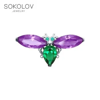 

Brooch with ситаллами SOKOLOV fashion jewelry silver 925 women's male