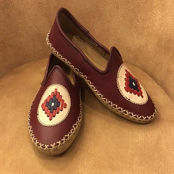 

100% Leather Handmade Loafer Woman Shoes Turkish Traditional Yemeni Espadrille Healthy Stylish Pregnant HarryPotter Claret Red
