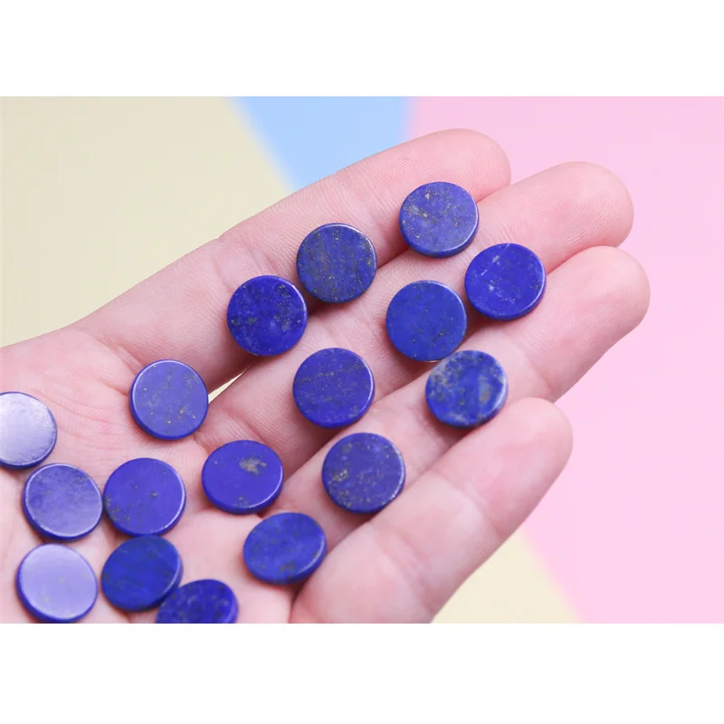 5pcs Lapis Lazuli Cabochon Disc Flat Round Rondelle 8-20mm Natural Mineral Semiprecious Stone For Jewelry Making Pendant Ring
