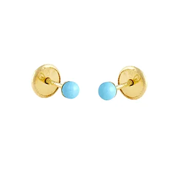 

Earrings 18k Yellow Gold model Earrings Baby (2 r/Turquoise) Measurement: 3mm.