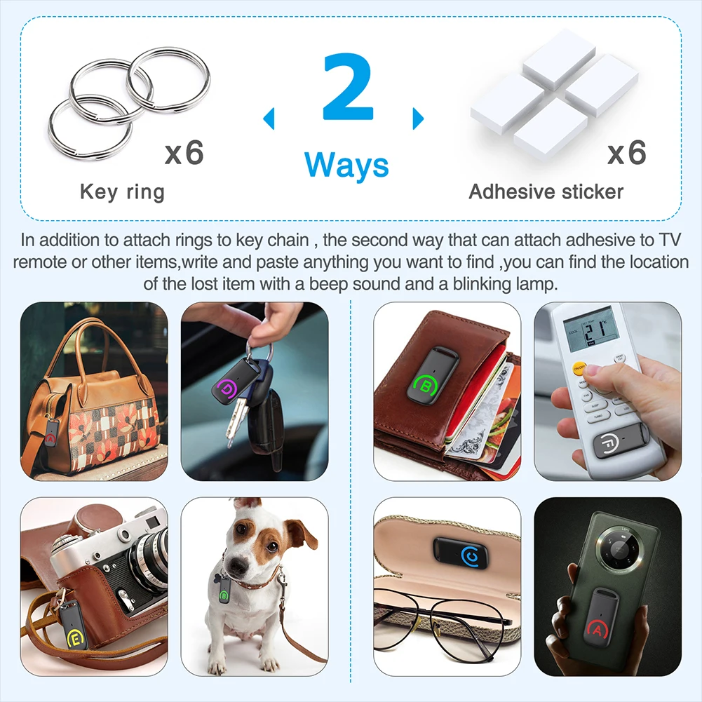 4/6/8 i in 1 Anti-lost Wireless Car Key Finder Remote Control Tracker Alarm Tag Keychain Wallet Smart Tracker with 6 Receivers