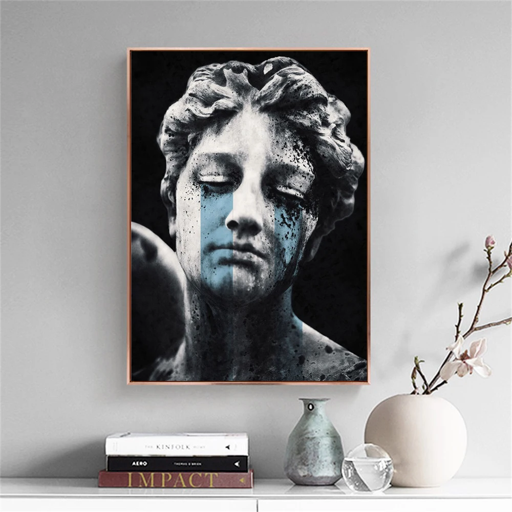 

Tears of an Angel Sculpture Statue Graffiti Art Canvas Painting Posters and Prints Wall Art Pictures for Living Room Home Decor