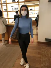 Ribbed Pullover Sweater Jumper Turtleneck Long-Sleeve Winter Women Knitted Warm Autumn