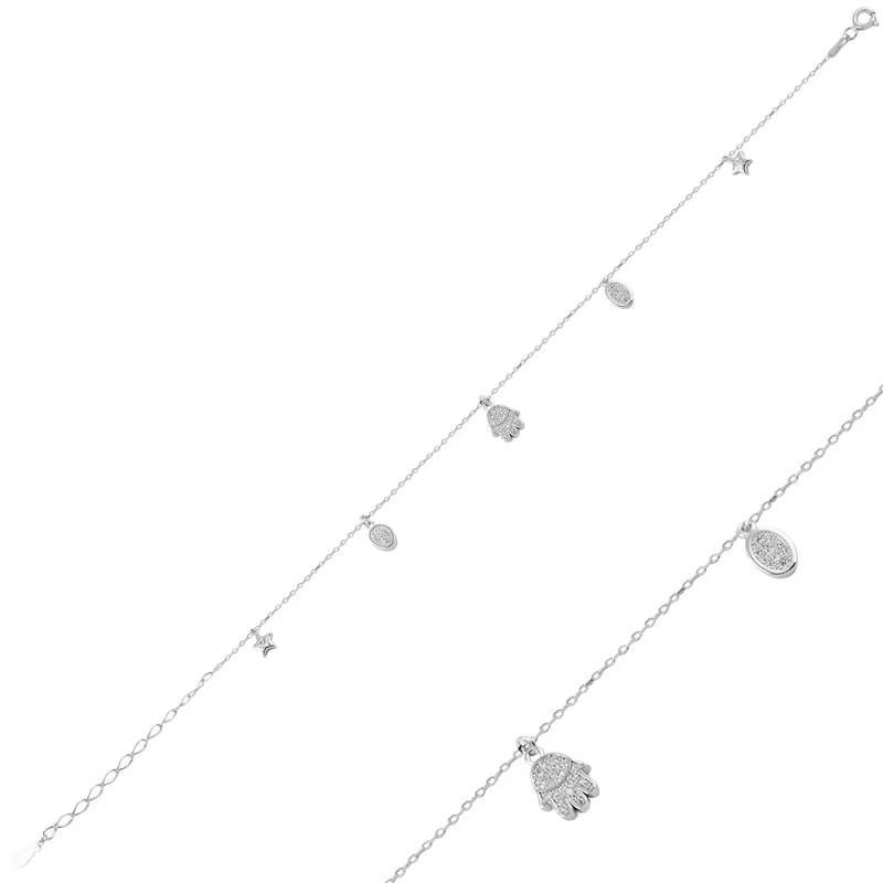 

Silver 925 Sterling Zircon Cubic Zirconia Dangle Bangle