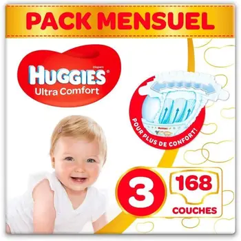 

HUGGIES Ultra Comfort-Diapers unisex baby x168 Size 3-Pack of 1 month
