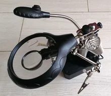 Lupa de soldadura con luz LED, lente auxiliar de 3.5X-12X, lupa de escritorio con Clip auxiliar, reparación de soldadura a tres manos