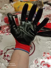 Guantes de trabajo GMG CE EN388, protección de seguridad de nitrilo suave, color rojo y negro, a prueba de aceite, mecánicos, 6 pares, gran oferta