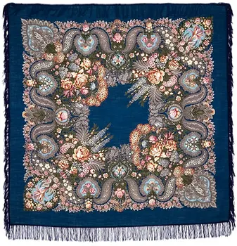 

Pavlovo Posad scarf with wool fringe 146x146 734-15 "over silver water", view 15