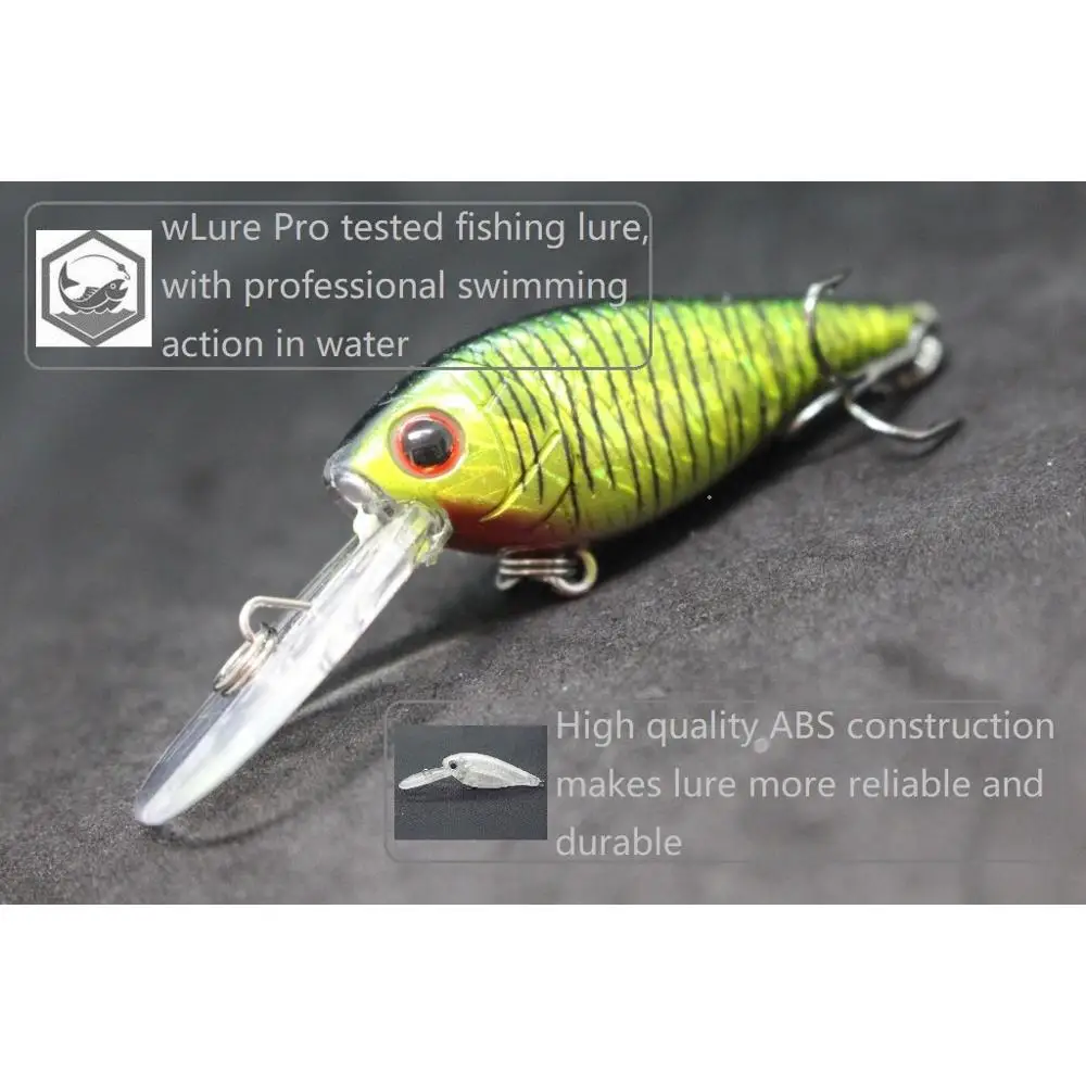 wLure Crankbait Fishing Lure 7g 5cm Lightweight Deep Water Diver 3-4 Meters Tight Fast Wobble Epoxy Coating Treble Hooks C549