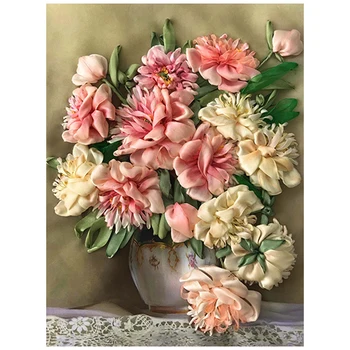 

KL (H)-3003 set for embroidery with ribbons 'пионы' 27*36 cm