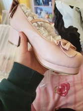 Las niñas dulce Lolita volantes encaje zapatos de boda de novia del alto Talón de las mujeres limita vestido de princesa hombres rosa de talla grande 34-48