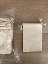 Bolsas de algodón Natural con cordón, embalaje de regalo, con logotipo personalizado impreso, 7x9, 9x12, 10x15, 13x18, 15x20cm, 100g, 130 unids/lote