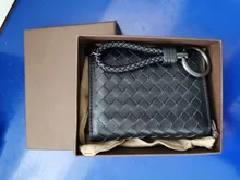 Billeteras 100% de cuero de vaca para hombre, Cartera de marca tejida de lujo a la moda, Simple, para negocios, 2021