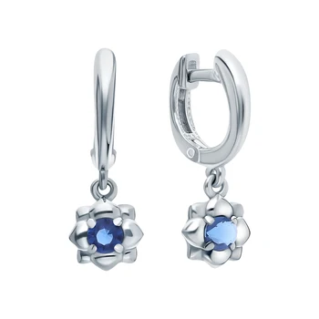 

Silver earrings with sapphires sunlight sample 925 test