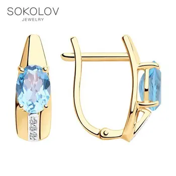 

Drop Earrings with stones SOKOLOV gold with Topaz and cubic zirkonia, fashion jewelry, 585, women's male, long earrings