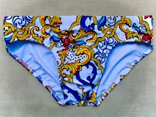 Bañador con almohadilla de realce para hombre, traje de baño estampado, calzoncillos de cintura baja, bañadores de secado rápido, ropa de playa