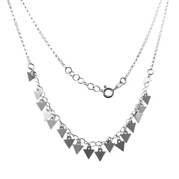 

Choker 925 Sterling silver m rhodium chain 40cm. Detail triangles smooth hanging closure reasa