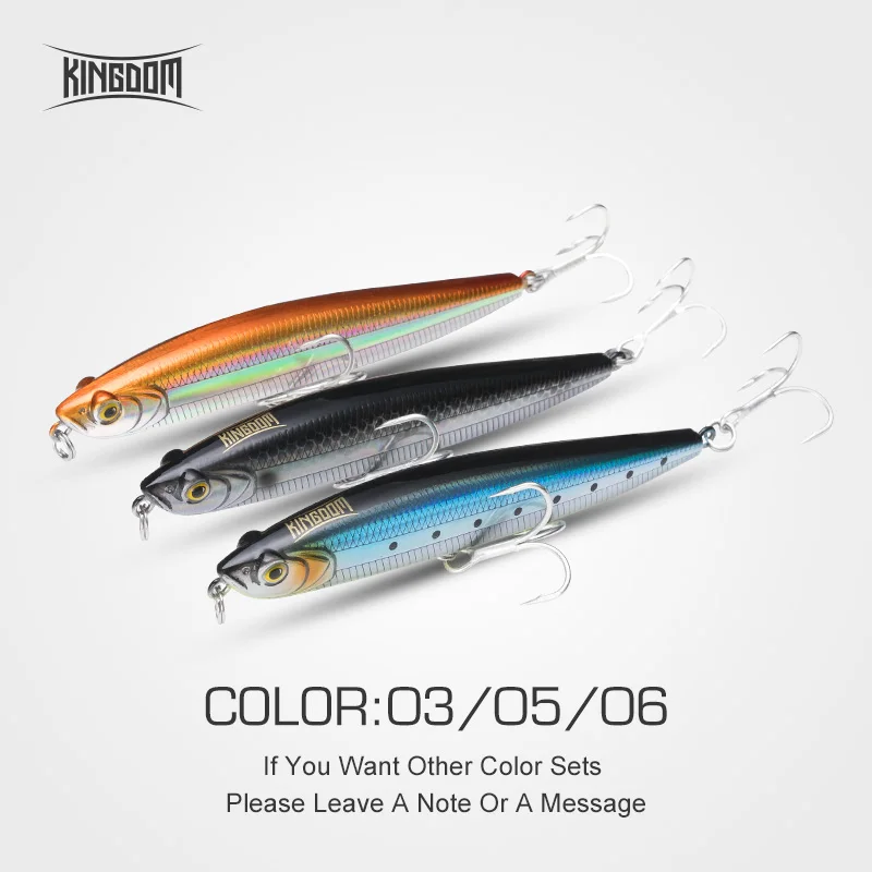 Color 03 05 06 Kingdom Fishing Тонущая приманка карандаш 95 мм 19 г 80 мм 14 г 70 мм 9 г искусственная жесткая приманка воблеры Новое поступление для морского окуня модель 7504 - Цвет: Color 03 05 06