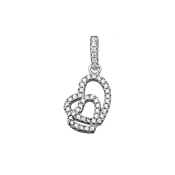 

Pendant 925 Sterling silver m linked hearts 14mm. Zircons woman
