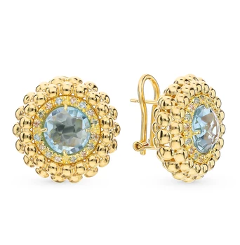 

Gold earrings with Topaz and cubic zirconia sunlight
