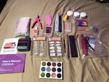 Kit de manicura profesional de acrílico, lámpara de uñas, taladro, polvo acrílico líquido, puntas de uñas brillantes, Kit de herramientas de decoración de uñas