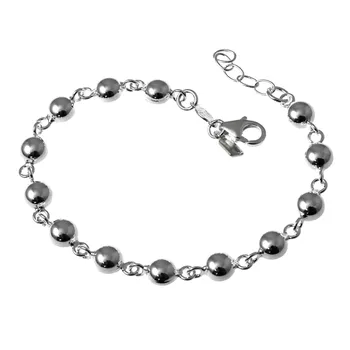 

Law silver bracelet 925m 18cm. Half balls 6.5mm. Smooth woman close carabiner