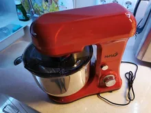 Tazón de acero inoxidable con motor de 4,5l CC, mezclador planetario silencioso, soporte de alimentos de 6 velocidades para cocina, mezclador de crema, batidor de huevos, batidora de masa