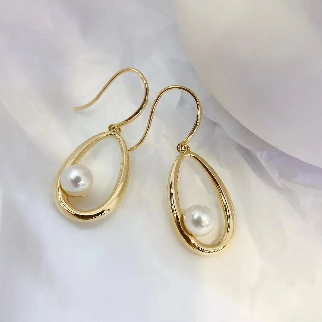 

MADALENA SARARA 4mm-4.5mm Freshwater Pearl Women Earrings 18K Gold Hook Dropwater Shape Pearl Earrings Au750 Stamp