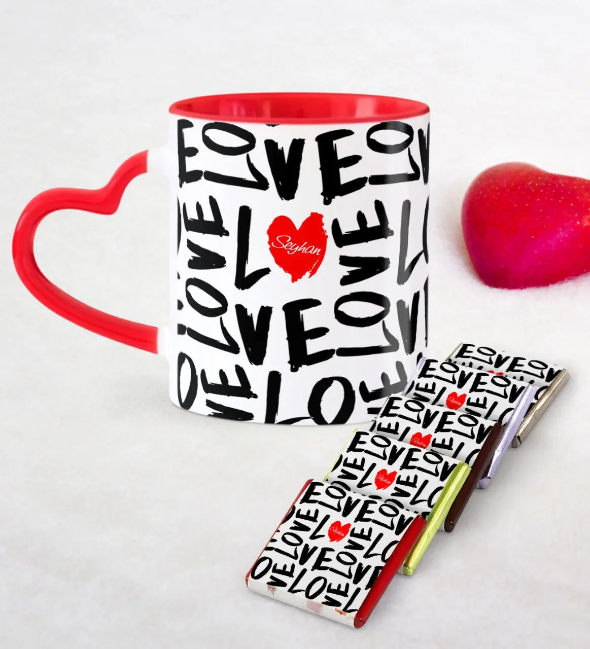 

Personalized Valentine 'S Day Themed Red Heart Mug and Chocolate Set-74