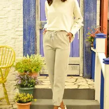 Тренд: женские тренировочные брюки в стиле Alacati; антрацитовые брюки с подъюбником и двумя нитями; ALC-Y2933