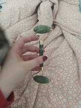 Rodillo de jade para masaje facial, rodillo masajeador de piedra de jade para cara y cuello, doble o individual de 4 tamaños, herramienta adelgazante y relajante